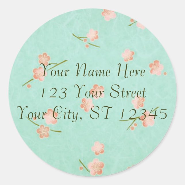 Weiche Petals Peach & Aqua Runder Aufkleber (Vorderseite)