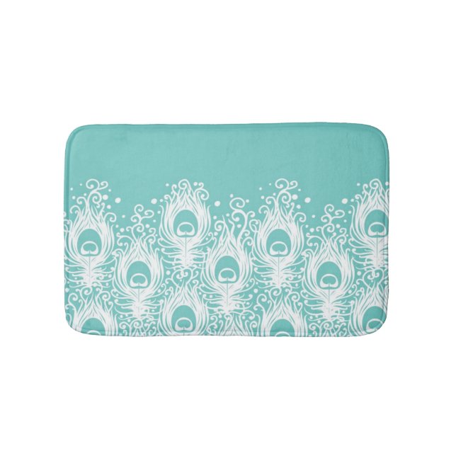 Weiche Pfauenfedern Badematte (Vorderseite)