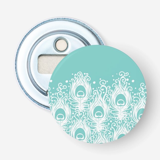 Weiche Pfaufedern Flaschenöffner (Vorderseite)