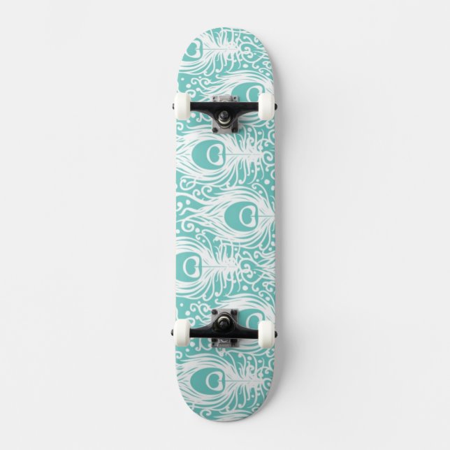 Weiche Pfaufedern Skateboard (Vorderseite)