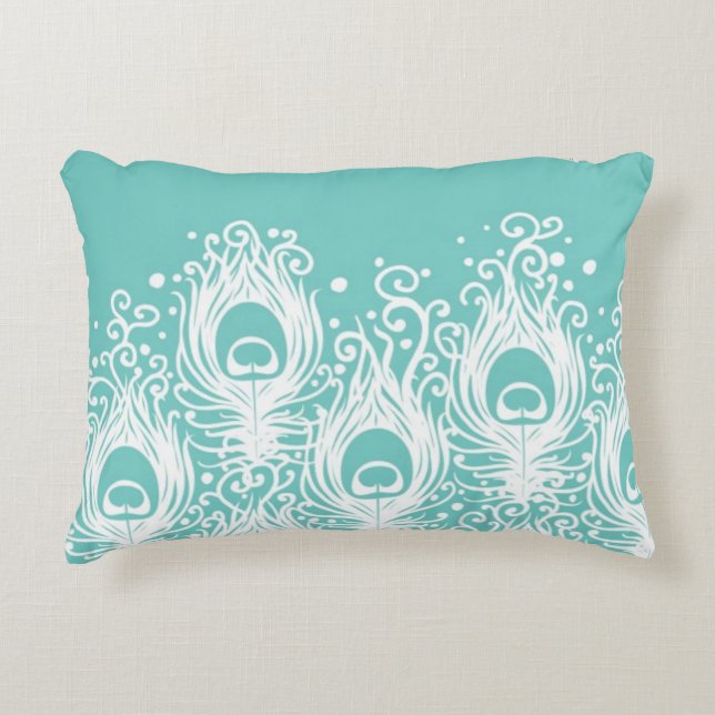 Weiche Pfaufedern Zierkissen (Vorderseite)