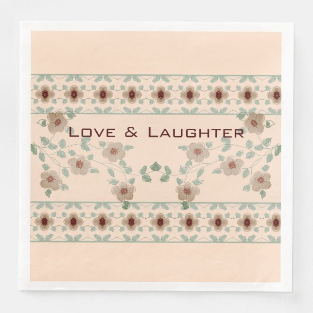 Weiche Pfirsich und grüne Dekorationen Serviette (Vorderseite)