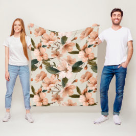 Weiche Pfirsichblüten Elfenbein Blumenmuster Fleecedecke