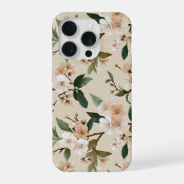 Weiche Pfirsichblüten Elfenbein Blumenmuster iPhone 15 Pro Hülle