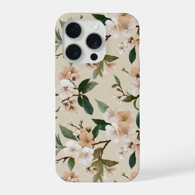 Weiche Pfirsichblüten Elfenbein Blumenmuster iPhone Hülle (Rückseite)