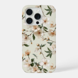 Weiche Pfirsichblüten Elfenbein Blumenmuster iPhone 15 Pro Hülle
