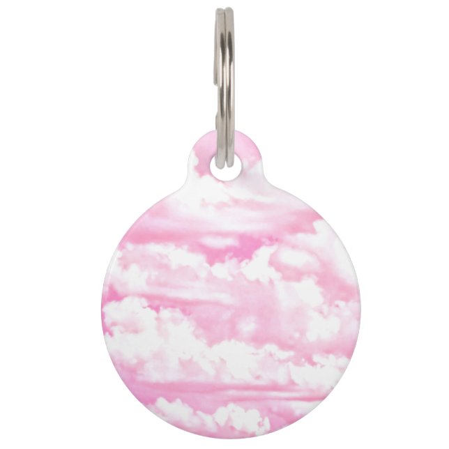 Weiche pinkfarbene rosa Girly Wolken Haustiermarke (Vorderseite)