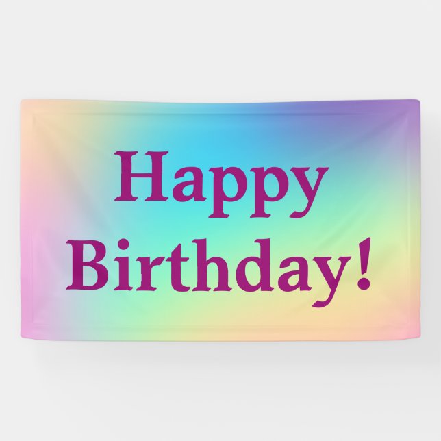Weiche Prismatische Pastel Gradient "Happy Birthda Banner (Horizontal)