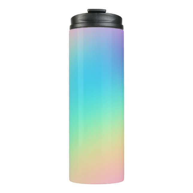 Weiche Prismatische Pastell-Regenbogen-Farbflasche Thermosbecher (Vorderseite)