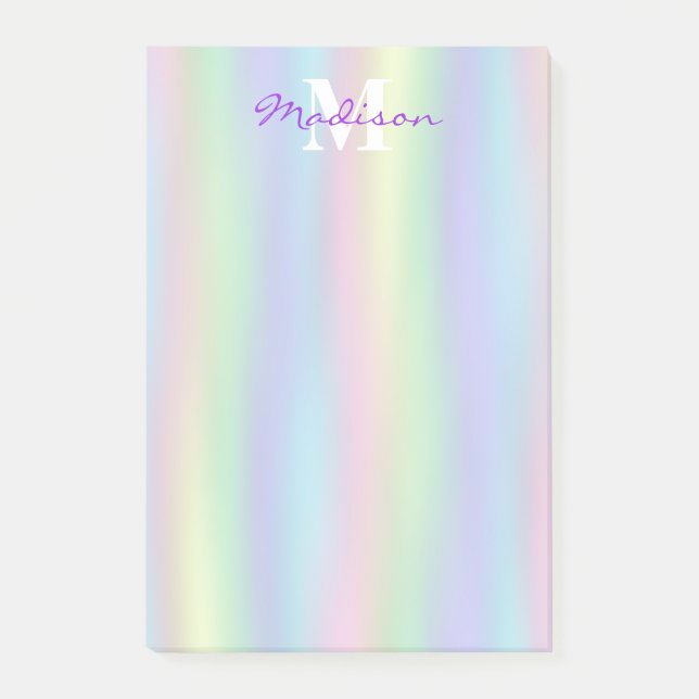 Weiche Rainbow-Holografie| Monogramm - Post - it - Post-it Klebezettel (Vorderseite)