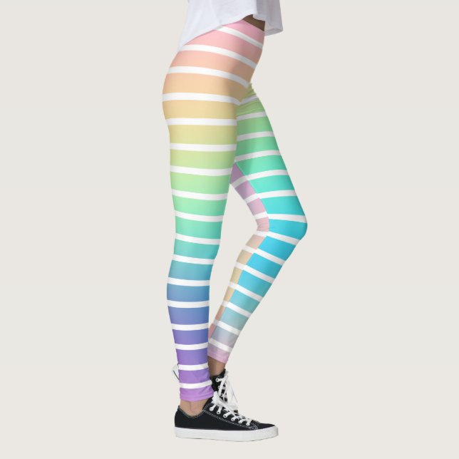 Weiche Rainbow Pastell Gradient Streifen Leggings (Rechts)
