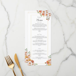 Weiche romantische Blumenkarte Botanische Hochzeit Menükarte