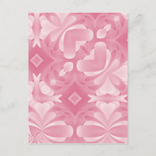 Weiche rosa abstrakte Herzen und Diamanten Postkarte