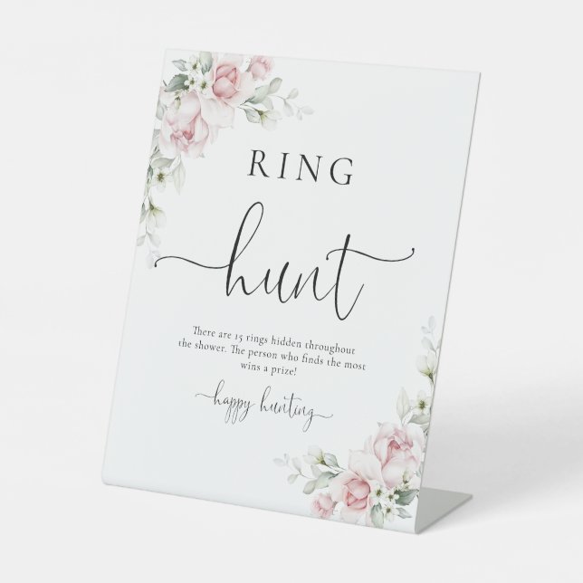 Weiche rosa Blumen-Ring-Suche-Schild Sockelschild (Vorderseite)