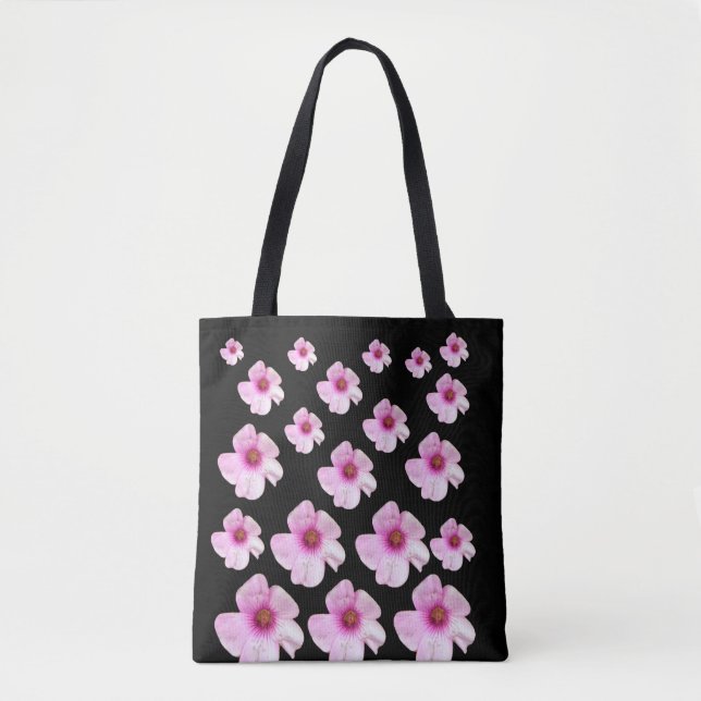 Weiche rosa botanische Blumengestaltung schwarze T (Vorderseite)