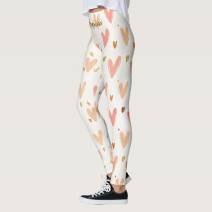 Weiche rosa Herzen Nahtloses Muster Leggings