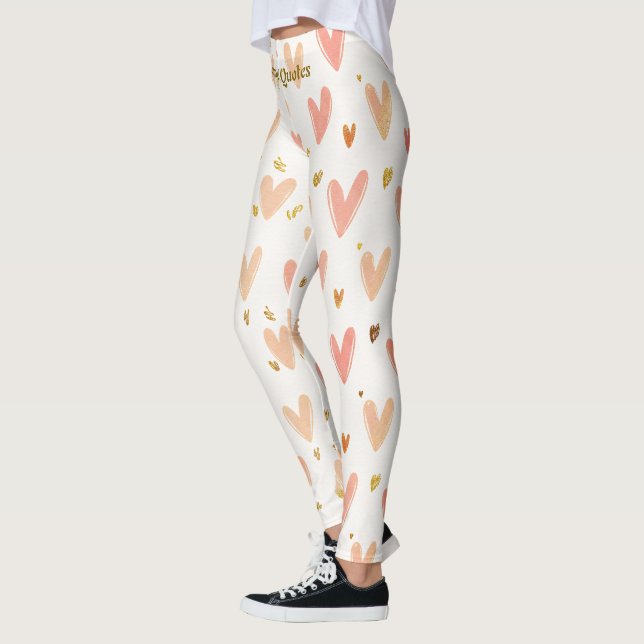 Weiche rosa Herzen Nahtloses Muster Leggings (Links)