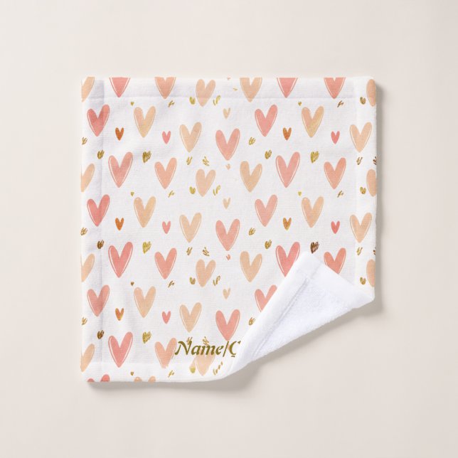 Weiche rosa Herzen Nahtloses Muster Waschlappen (Waschlappen)