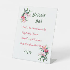 Weiche rosa Pfingstrose- und Eukalyptus-Blumendesi Sockelschild