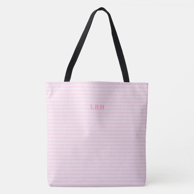 Weiche rosa Streifen-Klassiker Monogramm-Initialen (Vorderseite)