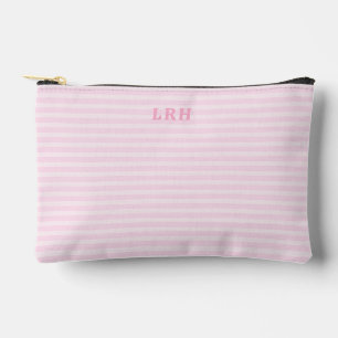Weiche rosa Streifen Vintage kleine Initialen Mono Zubehörtasche