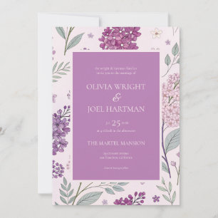 Weiche rosa und lila Flieder Hochzeit Einladung