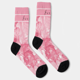 Weiche, rosa und weiße Alkoholtupfer Tinte Multipr Socken