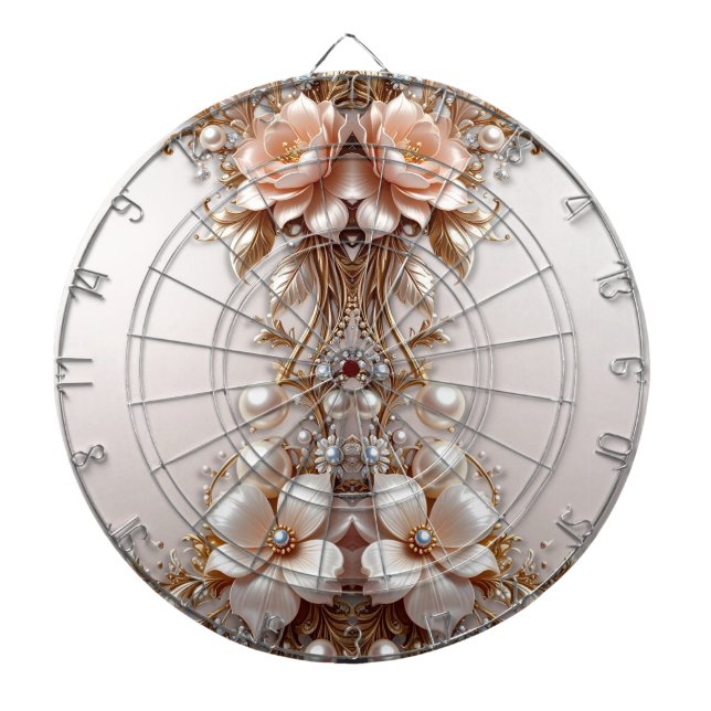 Weiche rosa und weiße Blumen Dartboard Dartscheibe (vorne)