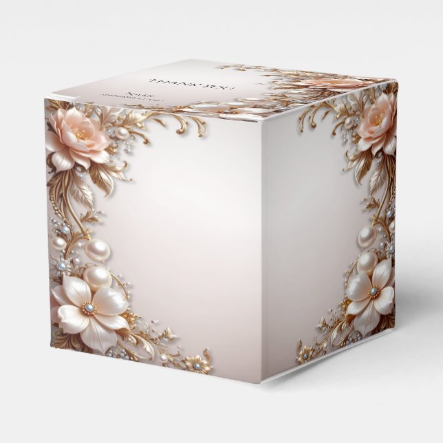 Weiche rosa und weiße Blumen Geschenkbox Geschenkschachtel (Vorderseite)