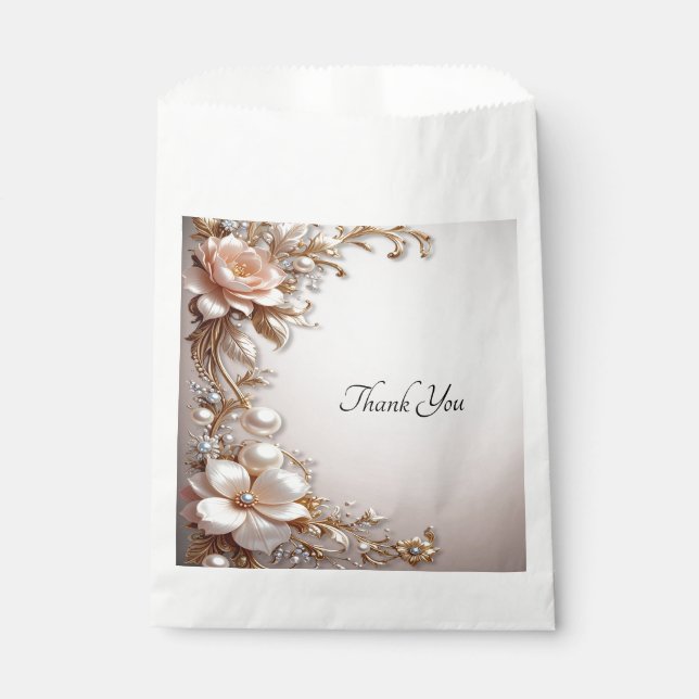 Weiche rosa und weiße Blumen Geschenktüte Geschenktütchen (Vorderseite)