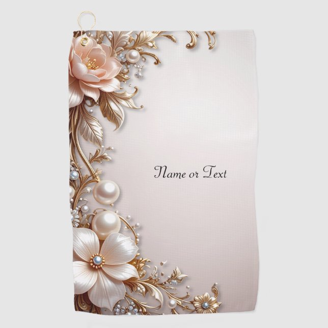 Weiche rosa und weiße Blumen Golfhandtuch (Vorderseite)