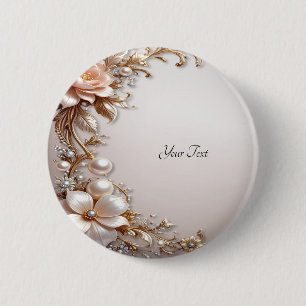 Weiche rosa und weiße Blumen Knopf Button