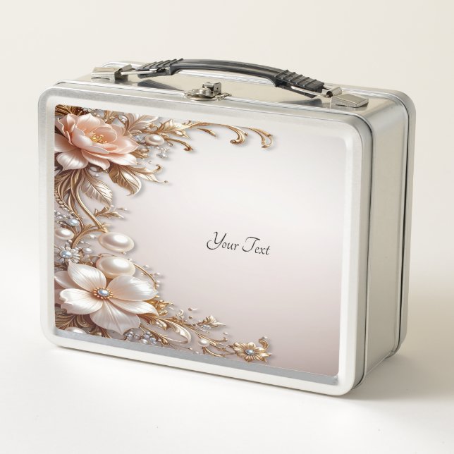 Weiche rosa und weiße Blumen Lunchbox (Vorderseite)
