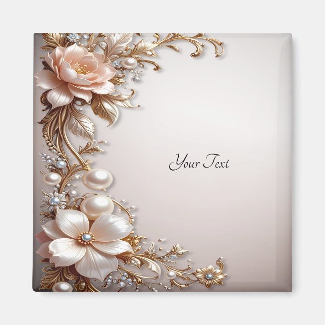 Weiche rosa und weiße Blumen Magnet (Vorne)
