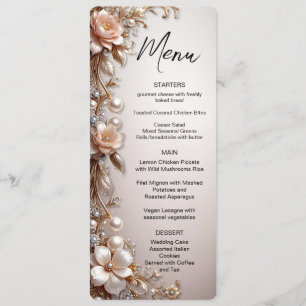 Weiche rosa und weiße Blumen Menü Menükarte