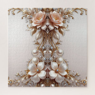 Weiche rosa und weiße Blumen Puzzle
