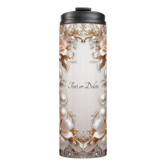 Weiche rosa und weiße Blumen Thermotumbler Thermosbecher