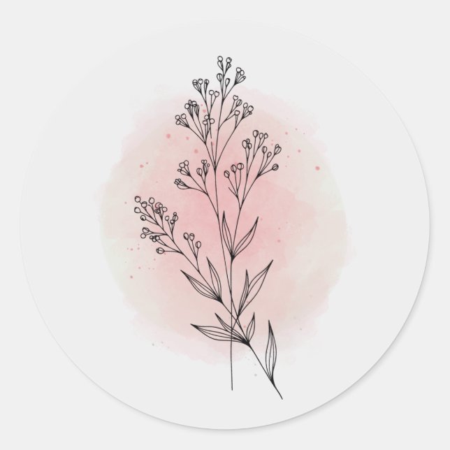Weiche rosa Wasserfarbe Blumen Dekor Sticker (Vorderseite)