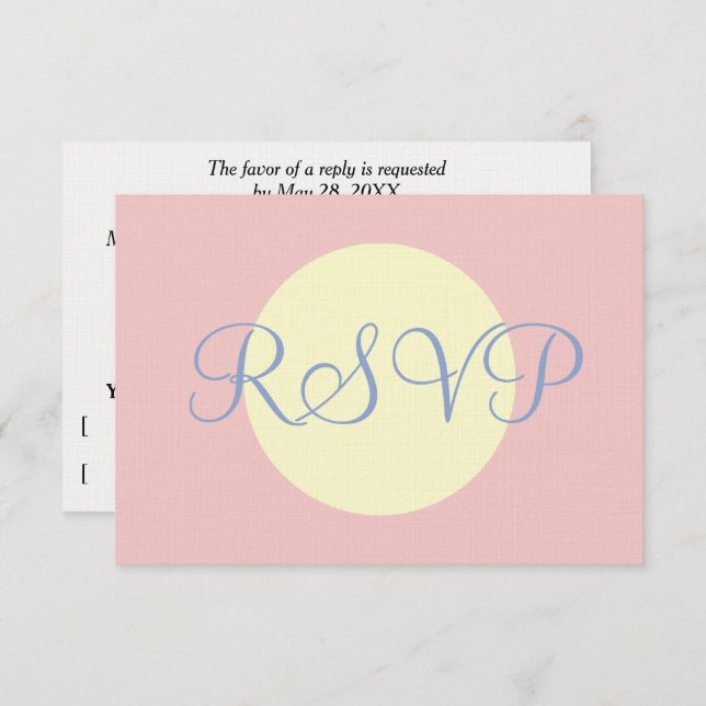 Weiche Rose Blau Pastel Geometric Wedding RSVP (Vorne/Hinten)
