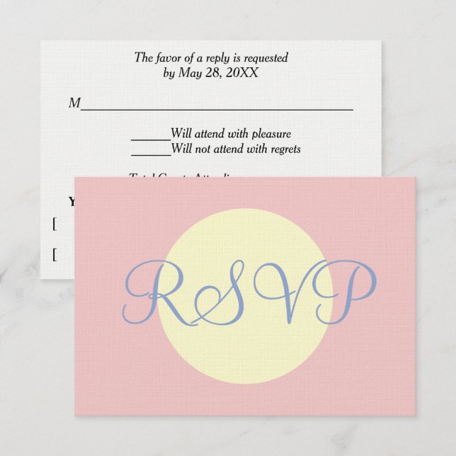Weiche Rose Blau Pastel Geometric Wedding RSVP Karte (Vorne/Hinten)