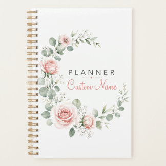 Weiche Rosé-Blumen-Aquarell-Personalisierte Akadem Planer