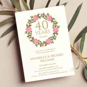 WEICHE ROSE GARLAND RUBY JAHRESZEIT 40. Hochzeit Einladung