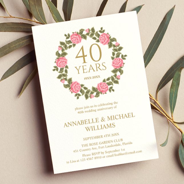 WEICHE ROSE GARLAND RUBY JAHRESZEIT 40. Hochzeit Einladung (Von Creator hochgeladen)
