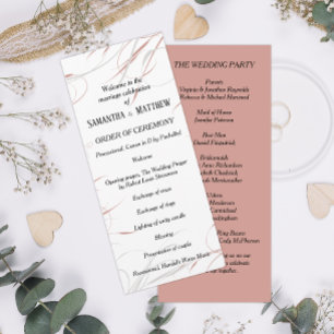 Weiche Rose & graue Schnörkel Hochzeit Programm