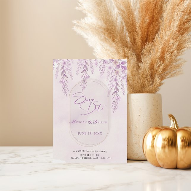 Weiche Rosé-Lavendel-Blumen-Hochzeits-QR-Code Save The Date (Von Creator hochgeladen)
