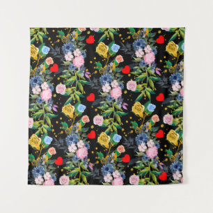 Weiche Rose schwarz Feld ROSE Wandteppich