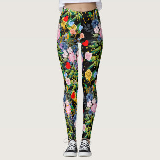 Weiche Rose, schwarzes Feld| Rose Leggings