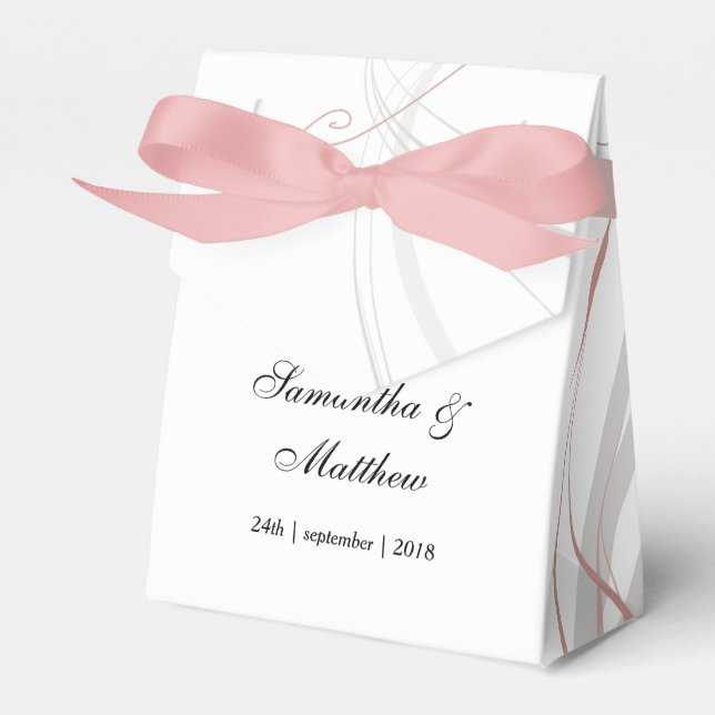 Weiche Rose und graue Schnörkel Geschenkschachtel (Vorderseite)