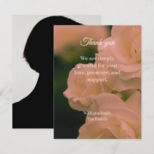 Weiche rote Rosen-Trauer-Dankeskarten mit Foto
