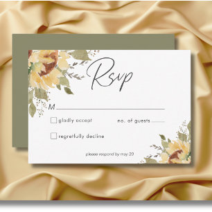 Weiche rustikale große Boho Sonnenblumen Hochzeit RSVP Karte